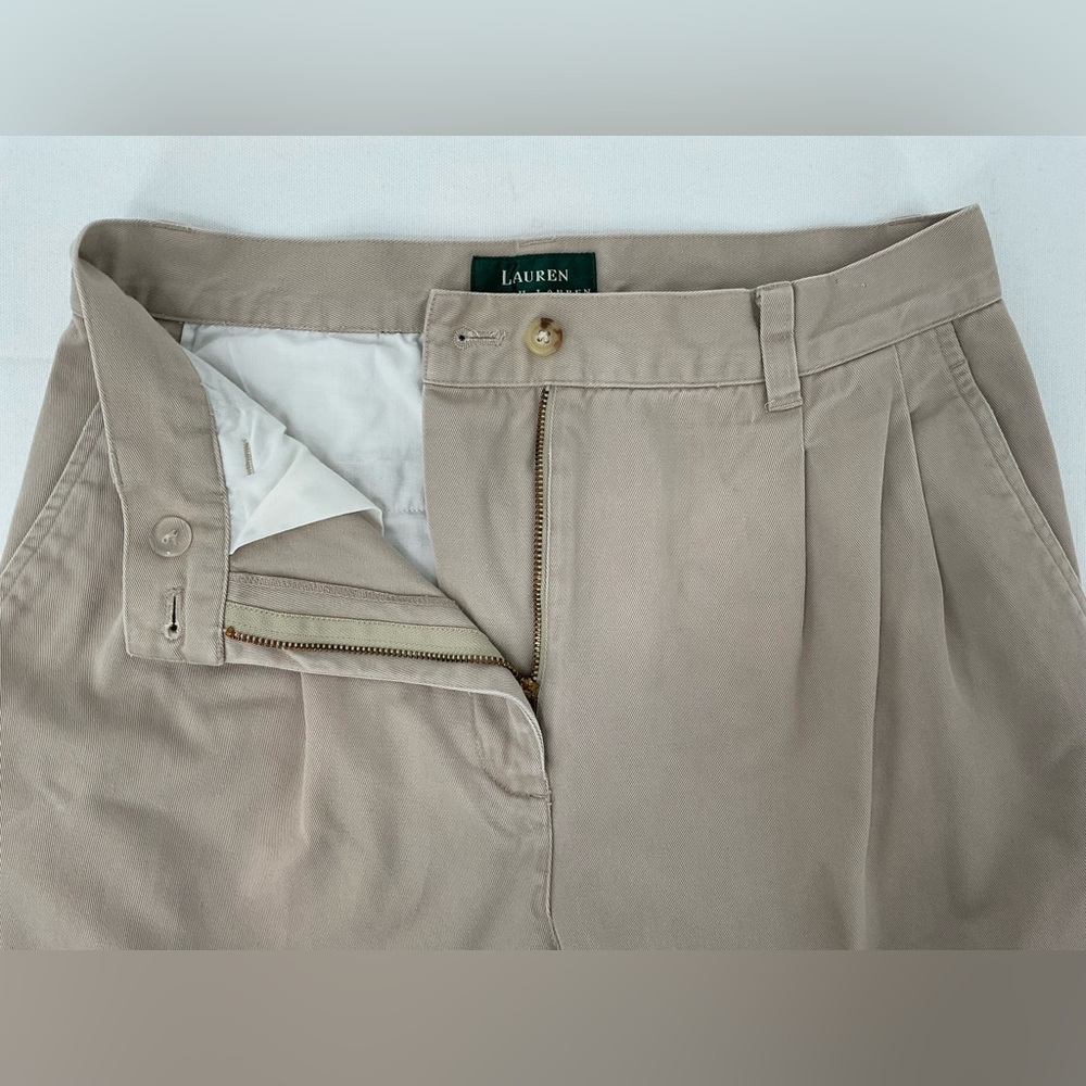 Lauren Ralph Lauren Pleated Khaki Pants Women’s 4 Cotton Classic Straight Leg